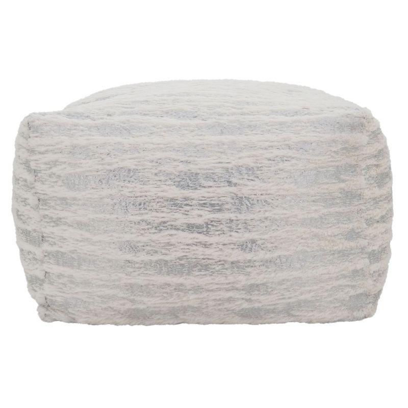 Saro Lifestyle Floor Pouf With Foil Print Faux Fur Design