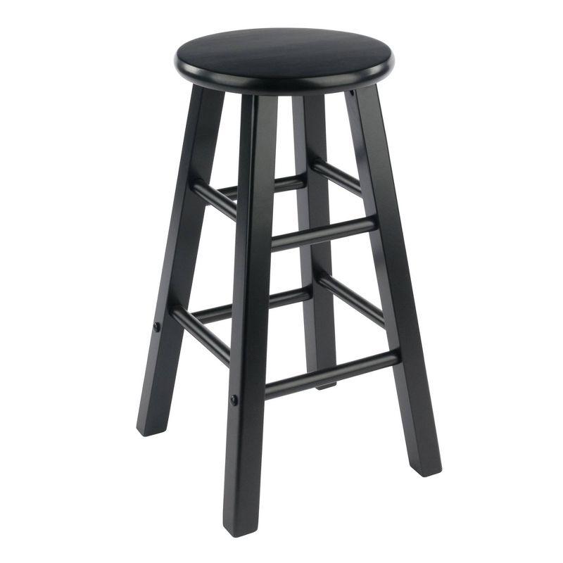 Winsome 2pc 24" Element Counter Height Barstools Black : Round Wood Frame, Non-Upholstered, Fixed Seat Height
