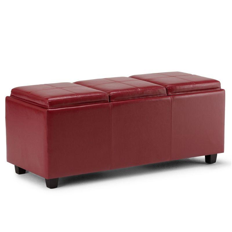 Simpli Home Avalon 42"W Upholstered Storage Ottoman with 3 Flip-Over Serving Trays
