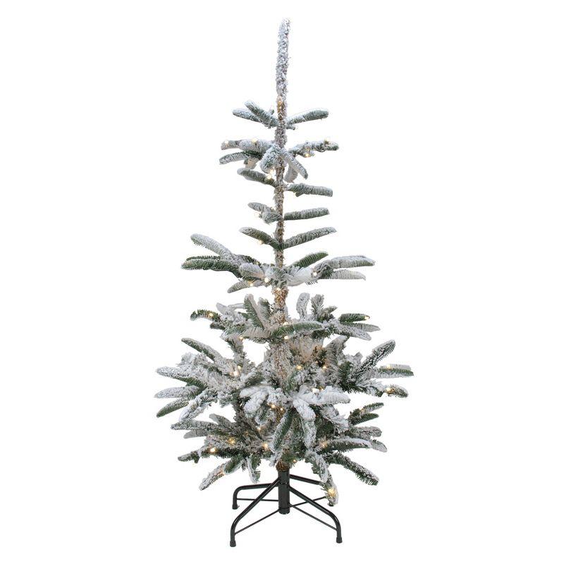 6.5' White Flocked Fir Artificial Christmas Tree with Warm LED Lights