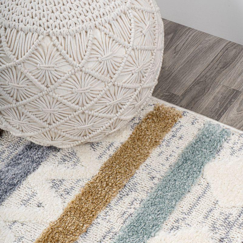 Gray Stripe Synthetic Flat Woven Reversible Rug