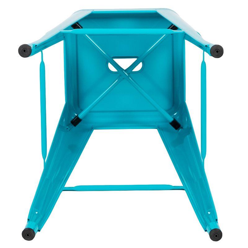 Emma and Oliver 4 Pack 30" High Metal Indoor Bar Stool - Stackable Stool, Teal
