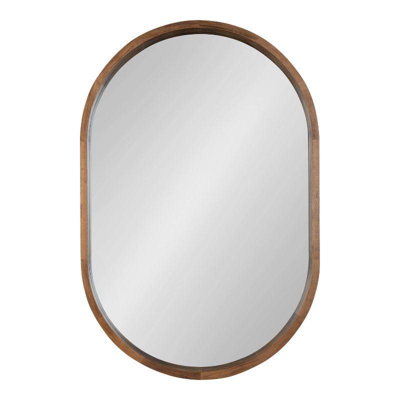 24" x 36" Hutton Wood Framed Capsule Wall Mirror Rustic Brown - Kate & Laurel All Things Decor