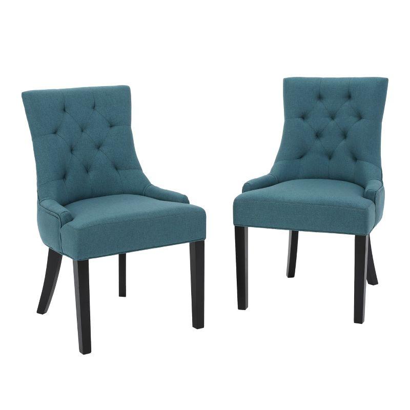 Set of 2 Hayden Tufted Dining Chairs Dark Teal - Christopher Knight Home: Comfortable Seat, Elegant Design