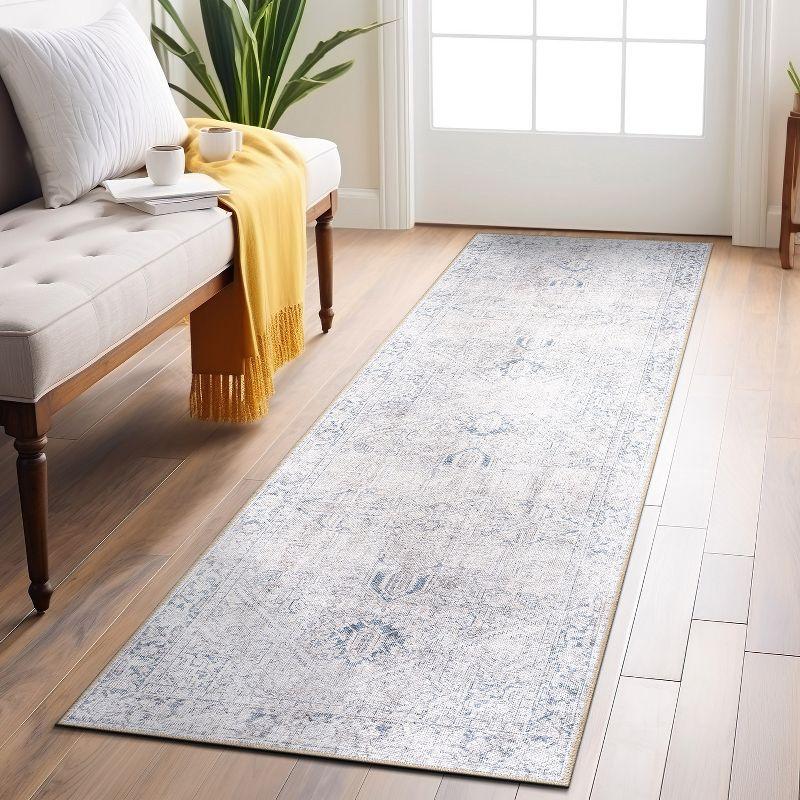 World Rug Gallery Vintage Boho Medallion Machine Washable Non Slip Area Rug