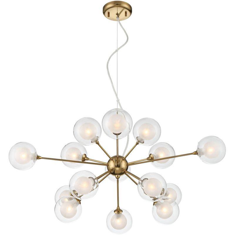 Possini Euro Design Spheres Antique Brass Chandelier 30" Wide Mid Century Modern Sputnik Glass Shade 15-Light Fixture for Dining Room Kitchen Island