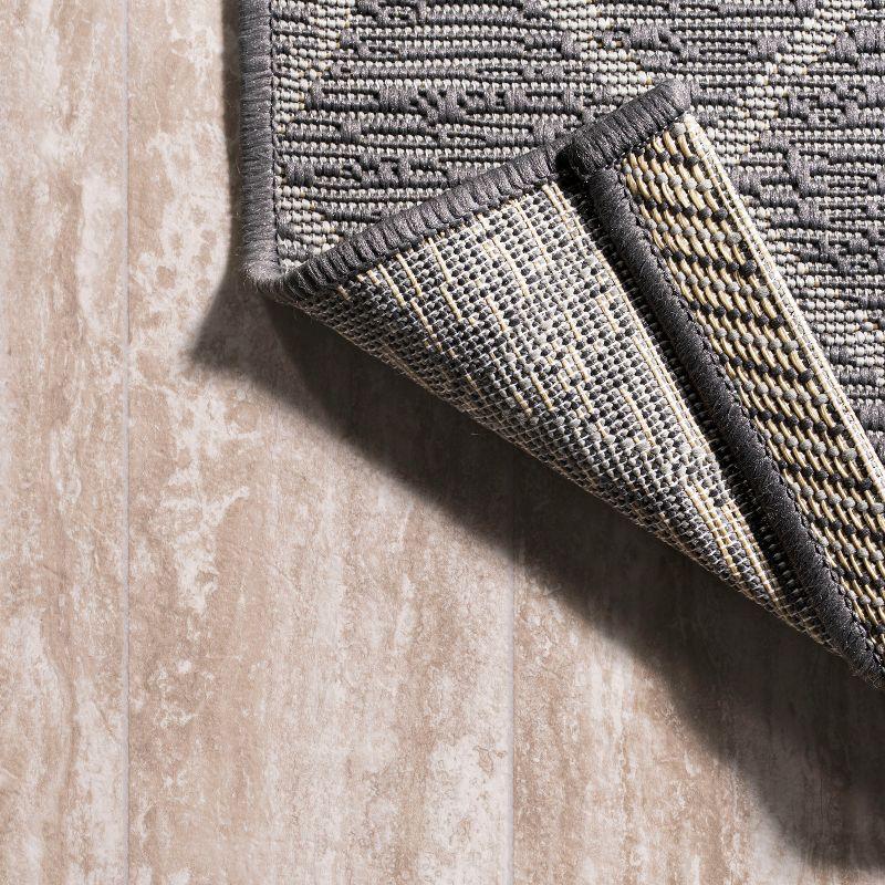 2' x 8' Madaba Moroccan Trellis Indoor/Outdoor Runner Rug, Gray/Cream - JONATHAN Y