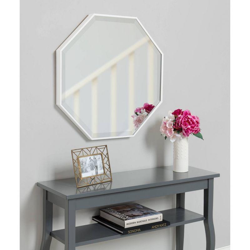25" x 25" Rhodes Framed Octagon Wall Mirror White - Kate and Laurel: Modern Design, No Assembly, Wall Mount, Plastic Frame