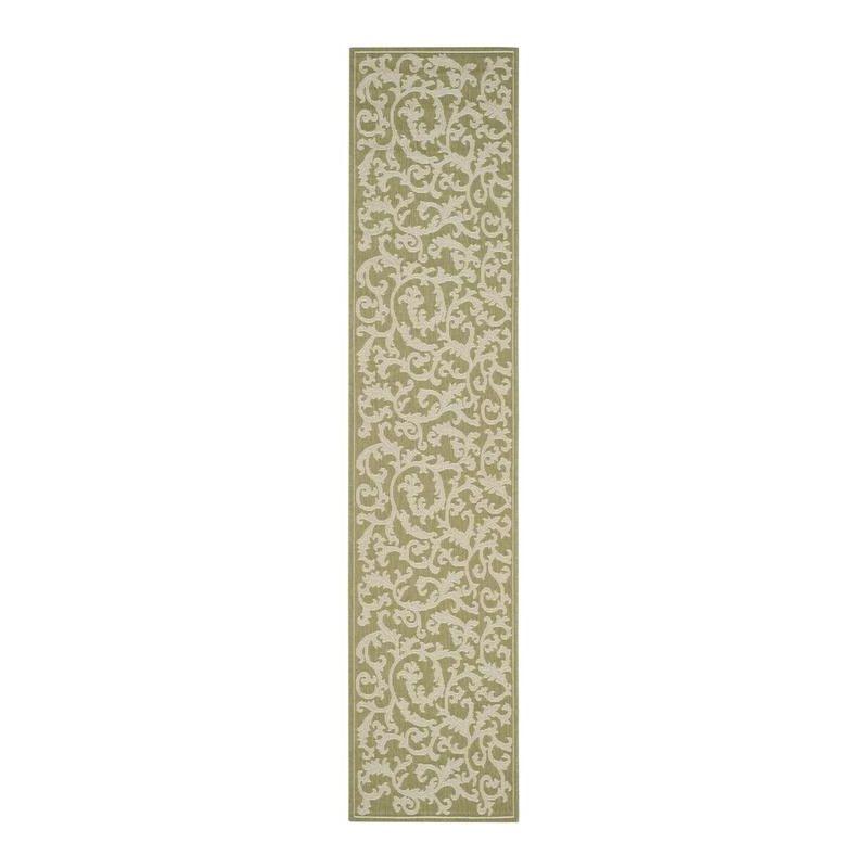 Courtyard CY2653 Power Loomed Indoor and Outdoor Runner Rug - Olive/Natural - 2'3"x6'7" - Safavieh