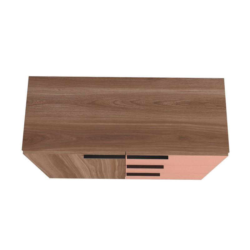 35.43" Beekman Dresser Brown/Pink - Manhattan Comfort: Splayed Metal Legs, Mid-Century Storage