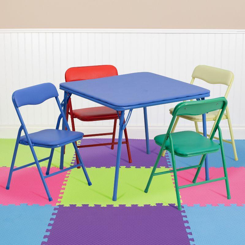 Colorful Kids Folding Table and Chair Set with Vinyl Padding