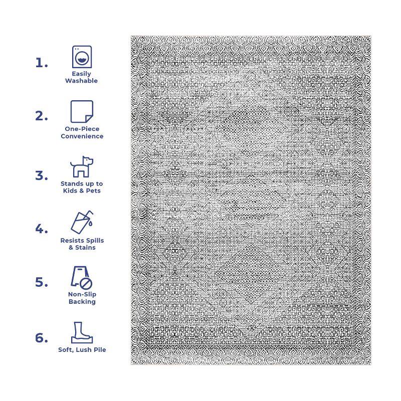 Gray Abstract Synthetic 8' x 10' Easy-Care Area Rug