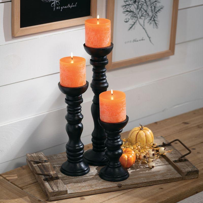 Sullivans Pillar Candleholder 16"H  12"H & 8"H Black