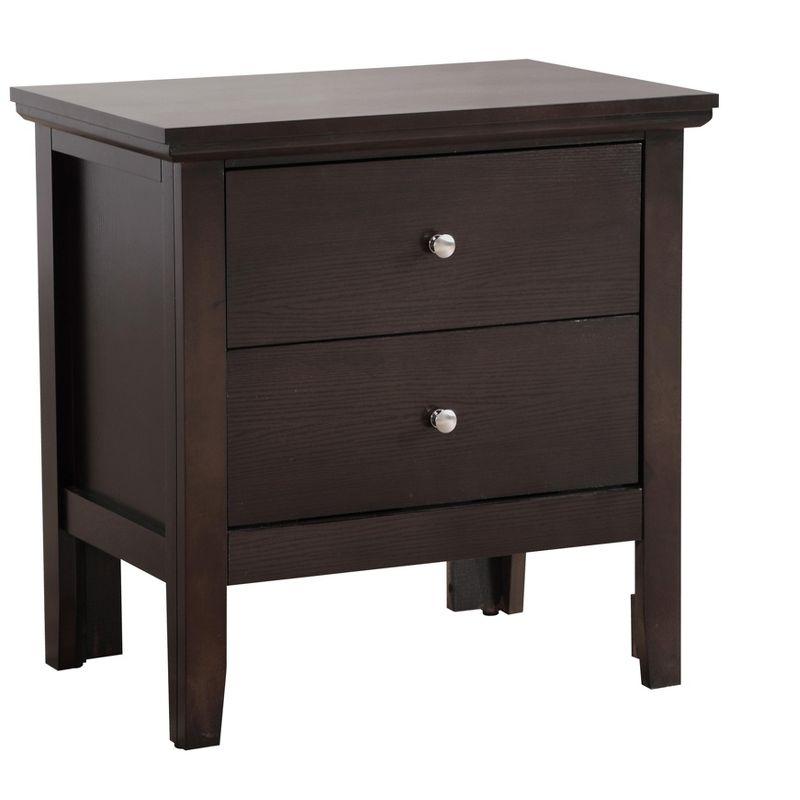 Passion Furniture Primo 2-Drawer Espresso Nightstand (24 in. H x 19 in. W x 15.5 in. D)