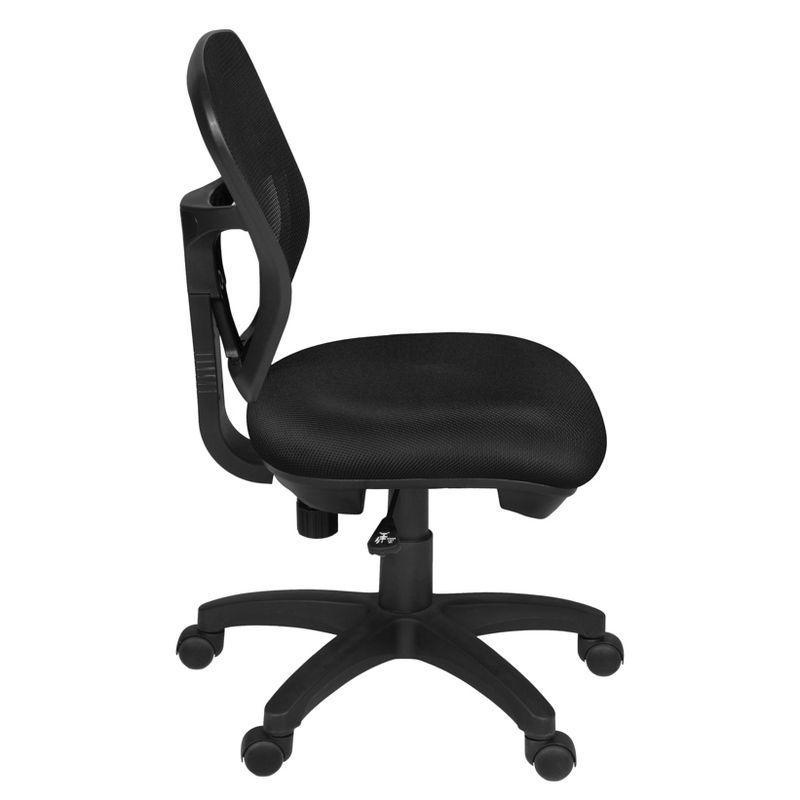 Black Mesh Armless Swivel Task Chair with Metal Base