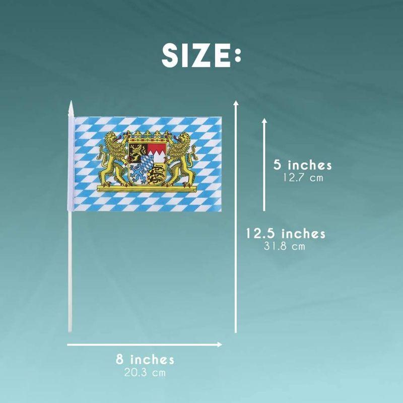 Juvale 72 Piece Bavarian Stick Flag, Handheld Flags, German Party Decor (8x5 in)