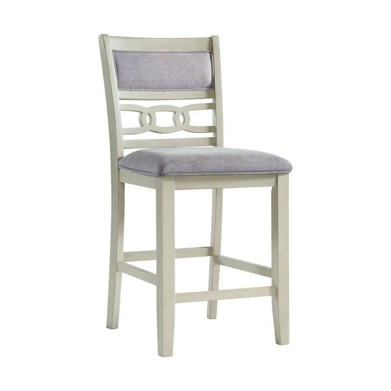 Bisque Finish Upholstered Wood Side Chair Set with Gray Seats