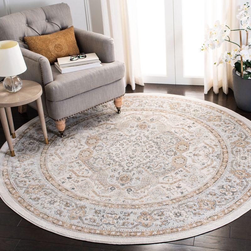 Isabella ISA916 Power Loomed Area Rug - Cream/Beige - 8' Round - Safavieh
