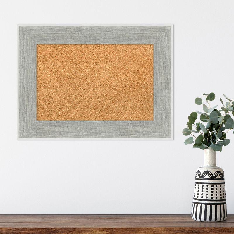 Amanti Art Glam Linen Grey Framed Corkboard, Natural Cork