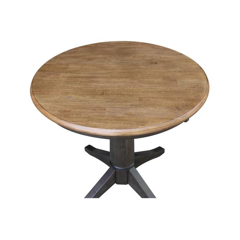 Eco-Friendly Round Solid Parawood Dining Table in Hickory Brown