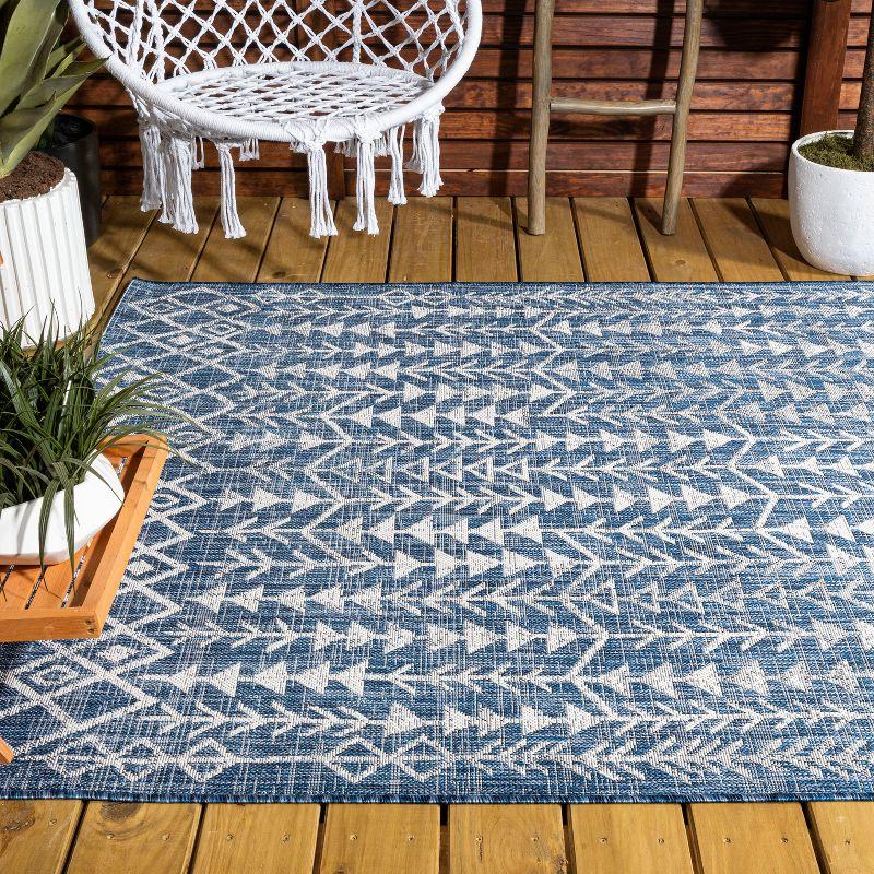 3'x5' Tokay Bohemian Geometric Indoor/Outdoor Area Rug, Blue/Ivory - JONATHAN Y