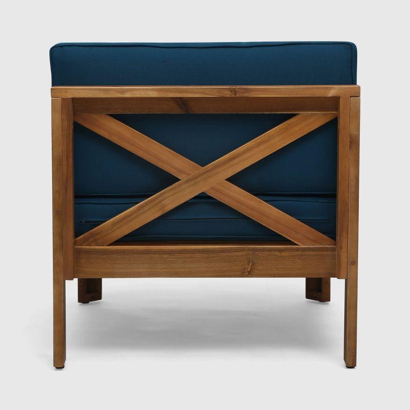 Alcove 5pc Acacia Wood Sofa Set Teak/Dark Teal - Christopher Knight Home: Weather-Resistant Outdoor Seating