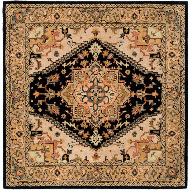 Heritage HG625 Handmade Area Rug - 4'x4' - Black/Gold - Safavieh