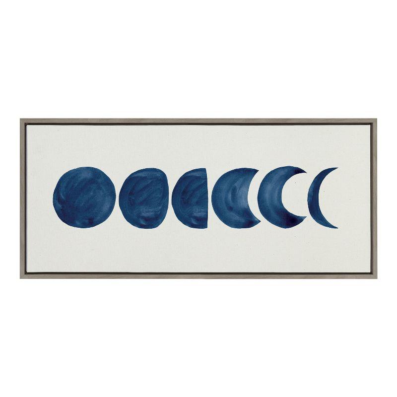 Kate and Laurel Sylvie Linear Moon Phases Framed Canvas by Teju Reval of SnazzyHues, 18x40, Gray