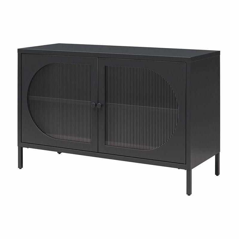 Luna Black Metal 2-Door Accent Cabinet with Adjustable Shelving