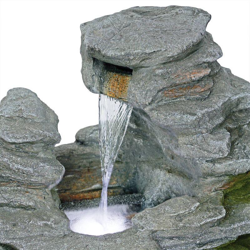 Alpine Corporation 39" Stacked Stone Rainforest Fountain: Polyresin, LED-Lit, Outdoor Decor