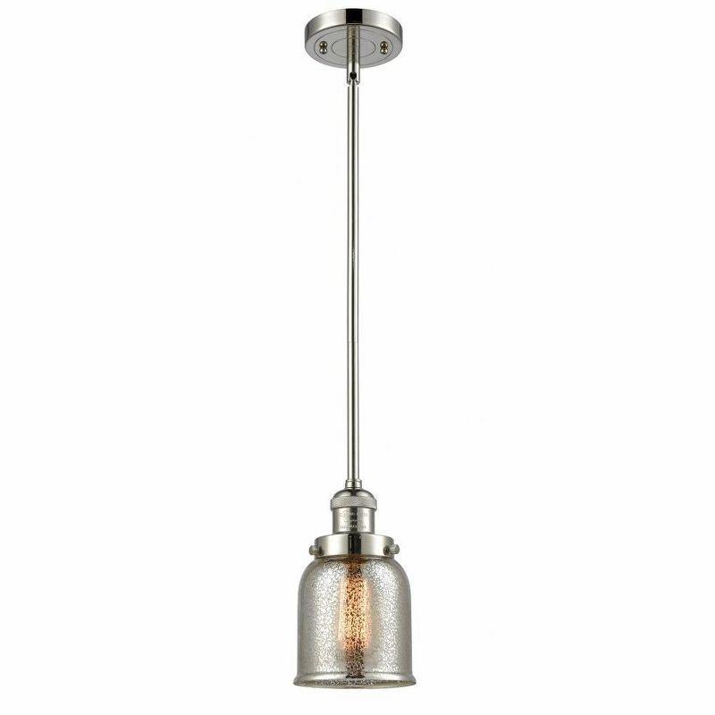 Polished Nickel Mini Pendant with Mercury Glass Shade