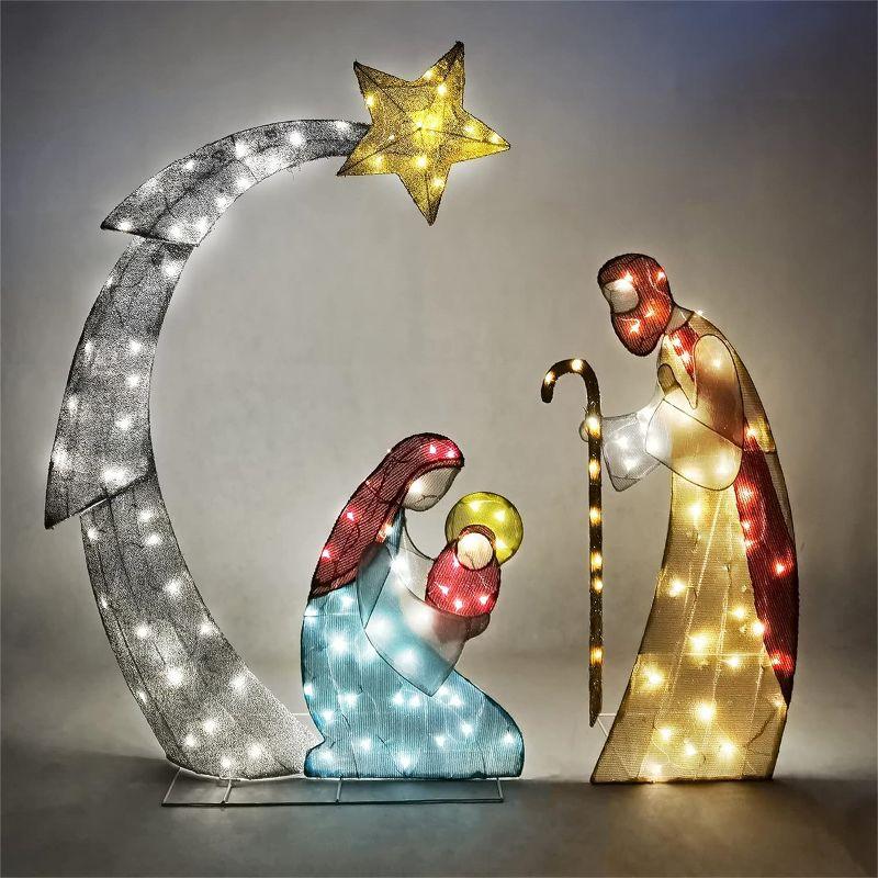 Joiedomi 5FT Christmas Nativity Scene Yard Light with Pre-Lit LED Lights for Indoor Outdoor Garden, Lawn, Christmas Event, Christmas Eve Night Decoration