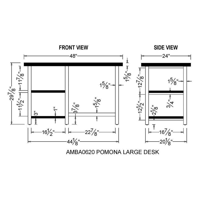 Pomona Writing Desk with Two Shelves Metal and Solid Wood Natural - Alaterre Furniture: Modern Style, Open Storage, Home Office