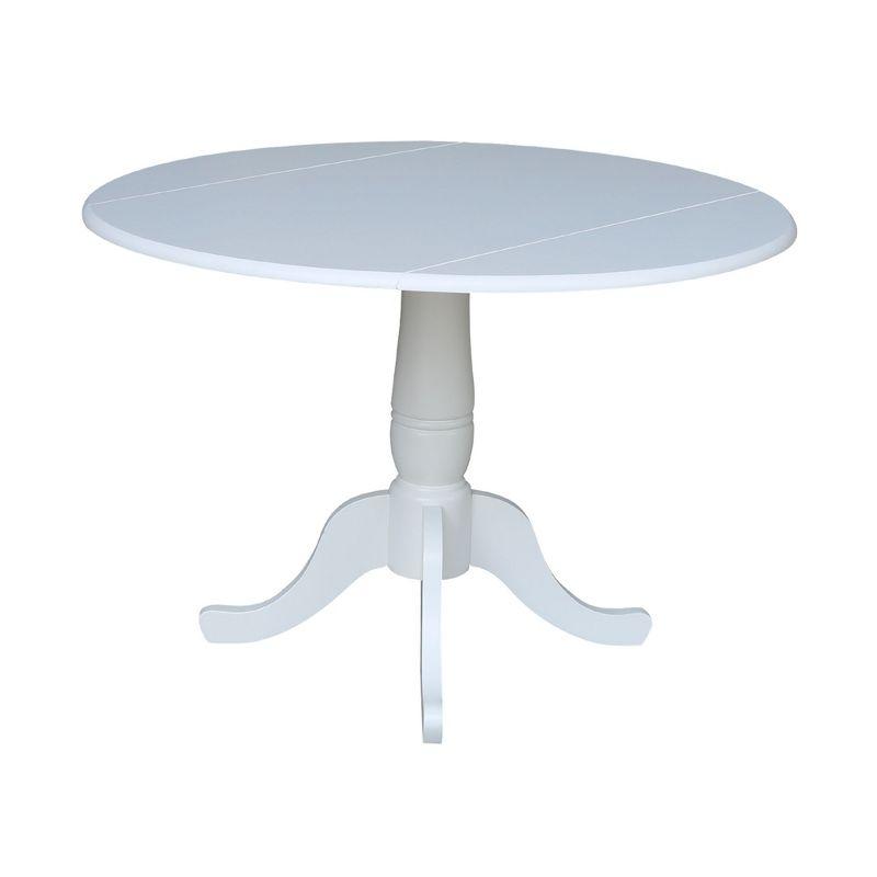 42" Patsy Round Top Dual Dining Table White - International Concepts: Drop Leaf, Seats 4