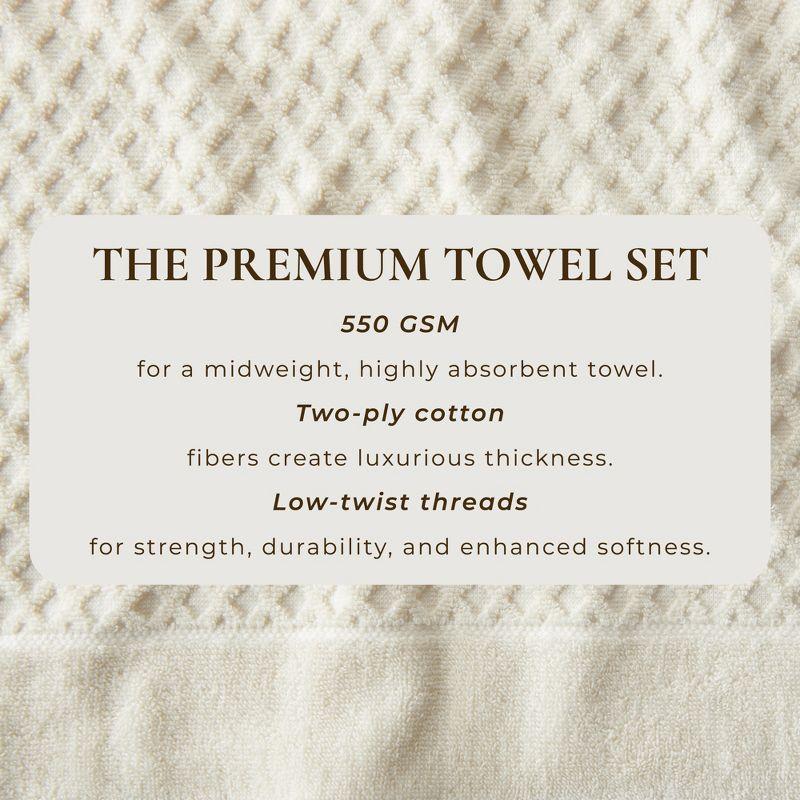 Cotton Quick-Dry Textured Towels - Great Bay Home (4 Pack Bath Towels, Ivory)