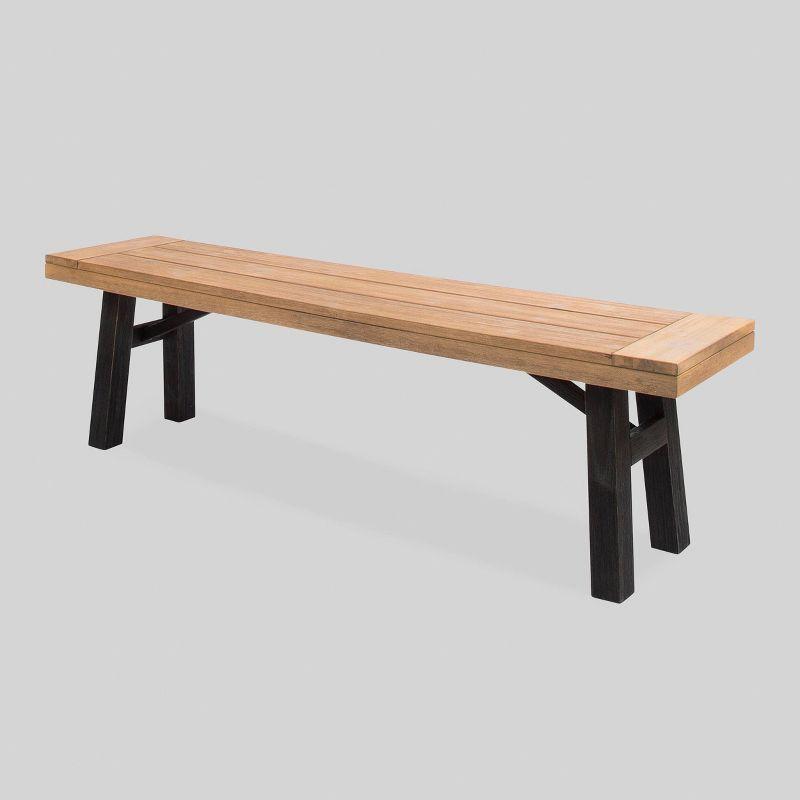 Bettina Acacia Wood Patio Bench - Gray - Christopher Knight Home
