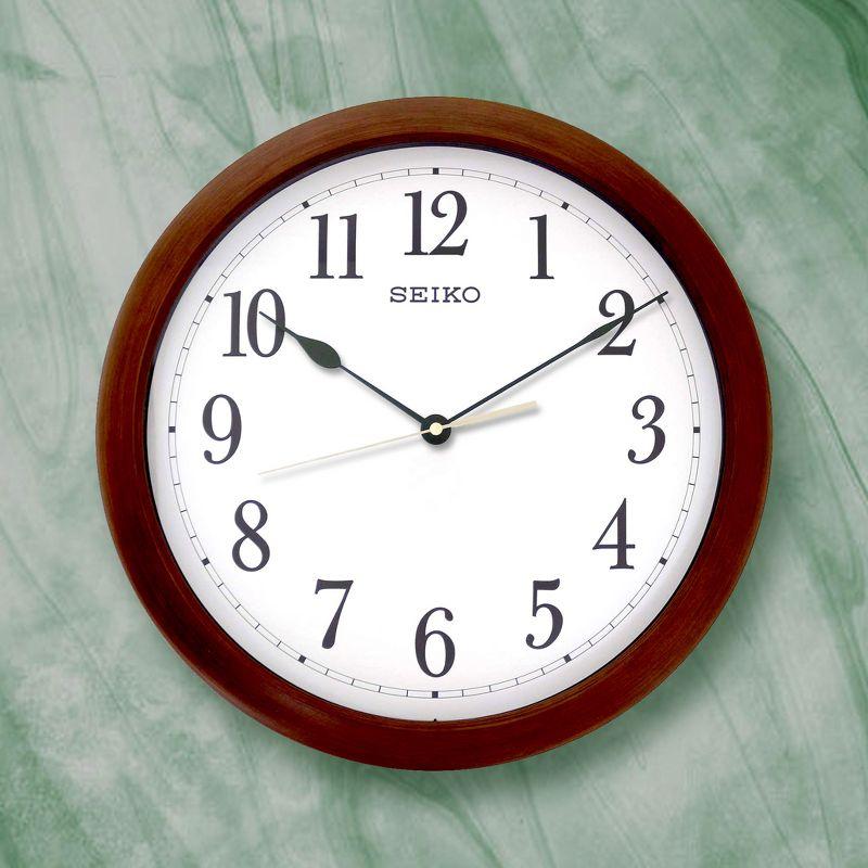 Seiko 16" Numbered Wooden Finish Wall Clock - Brown