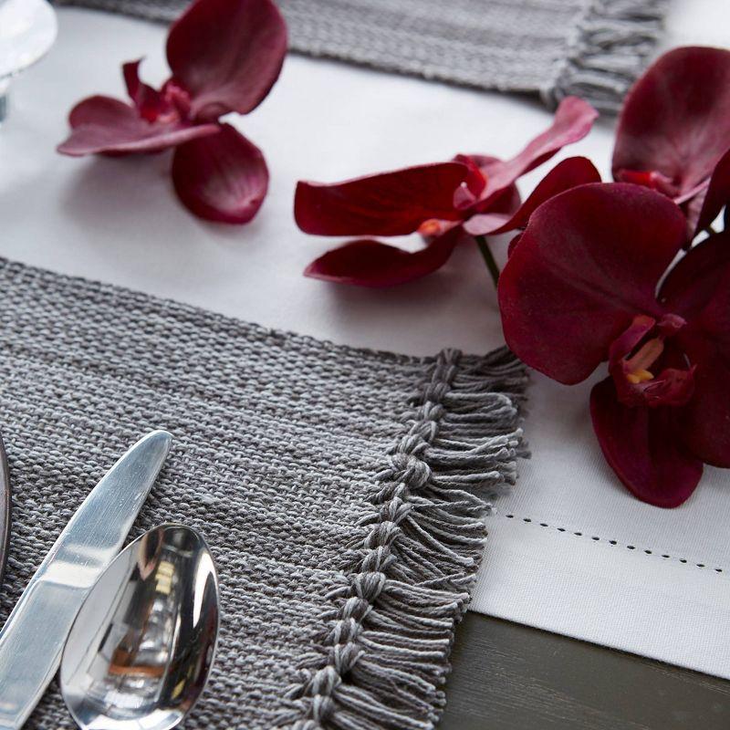 Gray Fringe Variegated Placemats (Set Of 6) - Design Imports