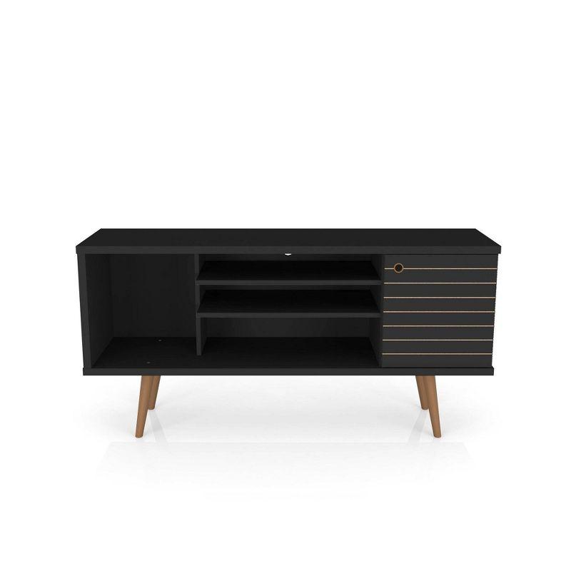 53.14" Liberty TV Stand for TVs up to 50" Black - Manhattan Comfort: Mid-Century Modern Media Console