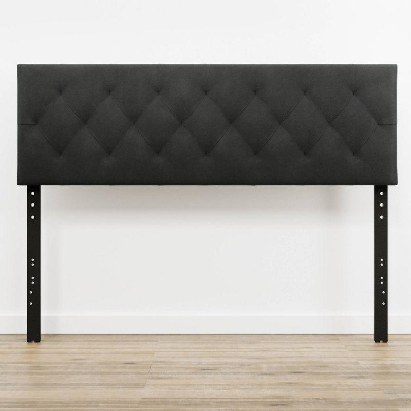 Elegant Velvet Tufted Queen Headboard in Black