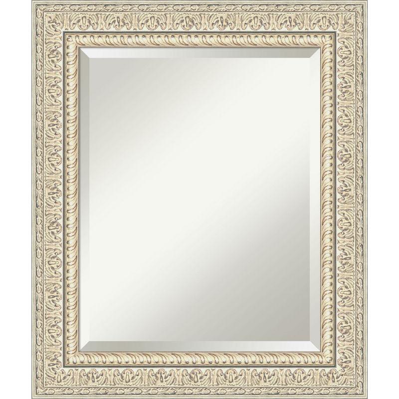 Cream Beveled Wood Framed Rectangular Wall Mirror