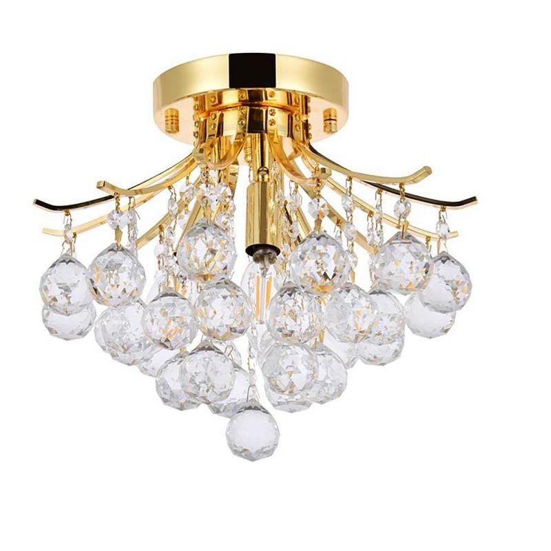 Elegant Lighting Toureg 3 light Gold Flush Mount Clear Royal Cut Crystal