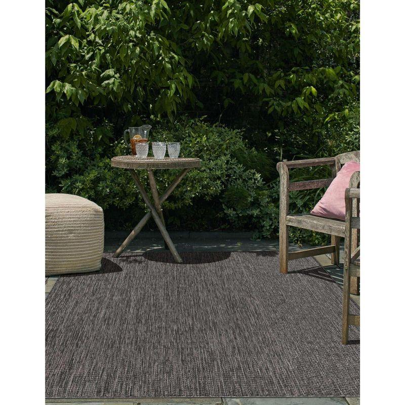 4' x 6' Black Synthetic Outdoor Area Rug: Flat Woven, Washable, Reversible