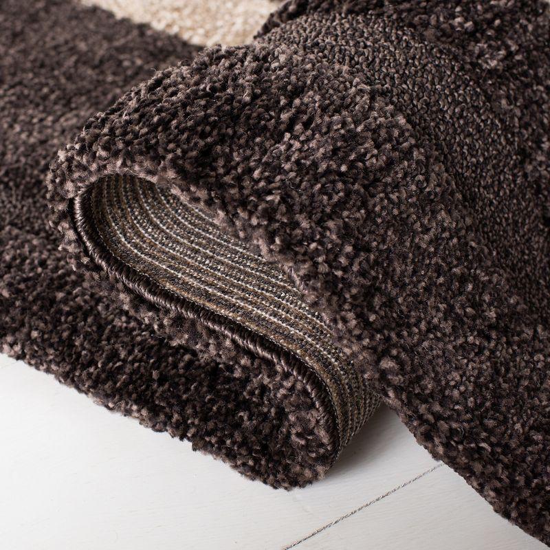 Florida Shag SG451 Power Loomed Indoor Area Rug - Dark Brown/Beige - 5'x5' Square - Safavieh