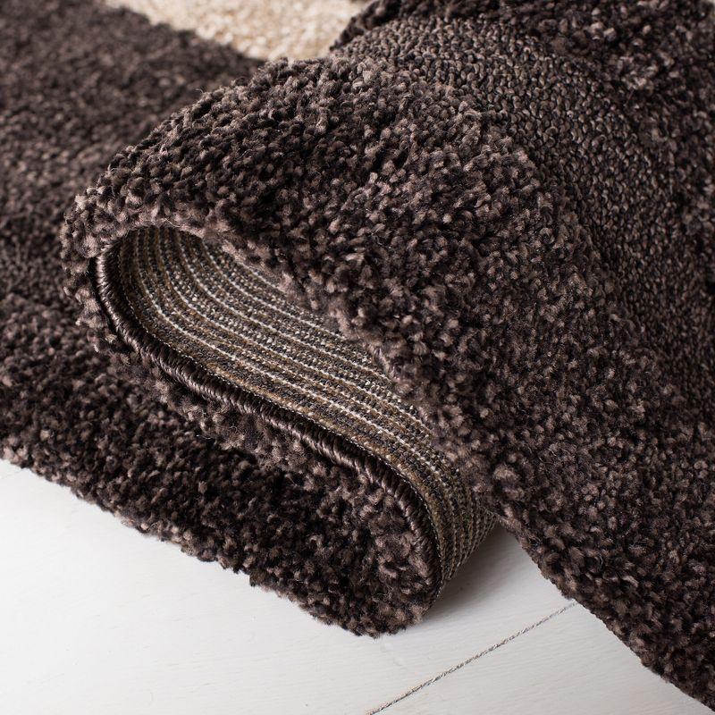 Florida Shag SG451 Power Loomed Indoor Area Rug - Dark Brown/Beige - 5'x5' - Safavieh.