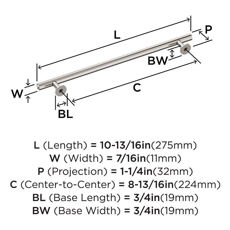 Amerock Radius 8-13/16 inch (224mm) Center-to-Center Satin Nickel Cabinet Pull