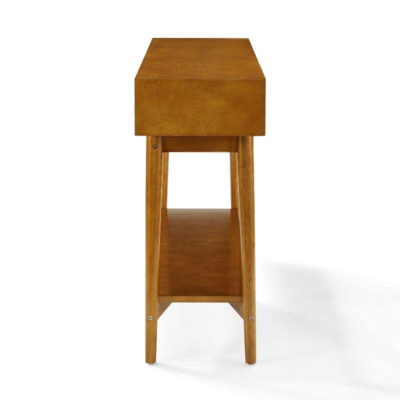Crosley Landon Console Table Acorn: Mid-Century Modern Design, Hardwood with Open Shelf & Drawer