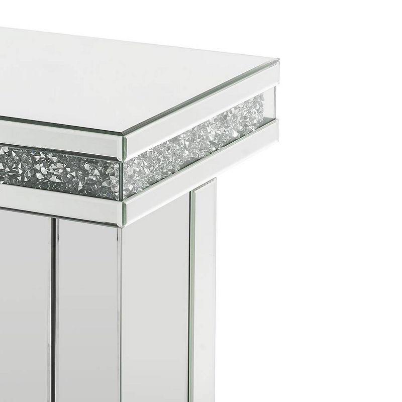 Elegant Noralie 28" Mirrored Glass End Table with Diamond Accents