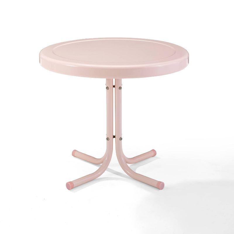 Pastel Pink Retro Steel Outdoor Side Table