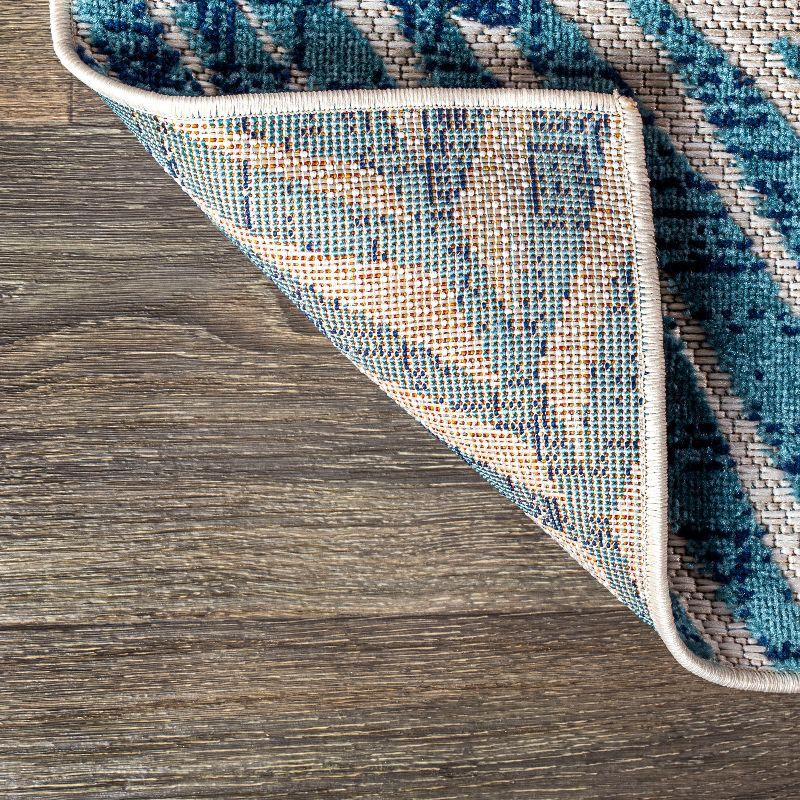 5' Square Tropics Palm Leaves Indoor/Outdoor Area Rug, Cream/Orange - JONATHAN Y